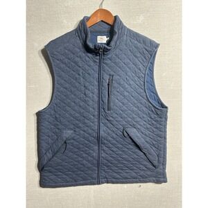 EUC Faherty Quilted Vest Full Zip Jacket Men's Size Large Blue Pockets